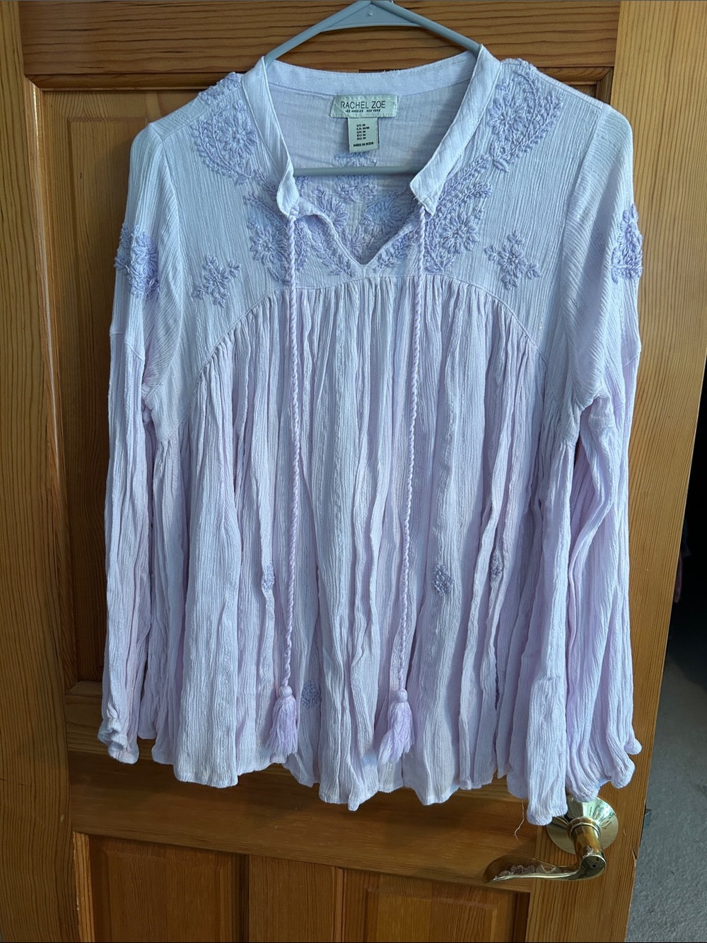 Rachel Zoe Lavender Embroidered Peasant Tunic